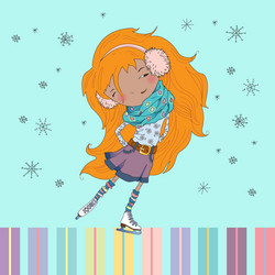 little girl skates Vector Image