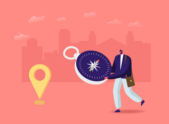 Man with Large Compass - Navigation vector image