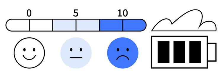 progress scale with happy faces cloud vector image