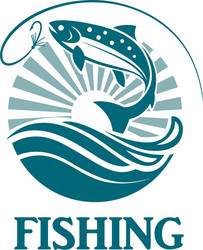 Salmon fishing emblem vector