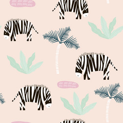 Seamless pattern with zebra and palm tree vector