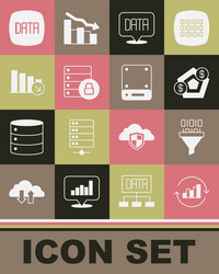 Set pie chart infographic binary code financial vector