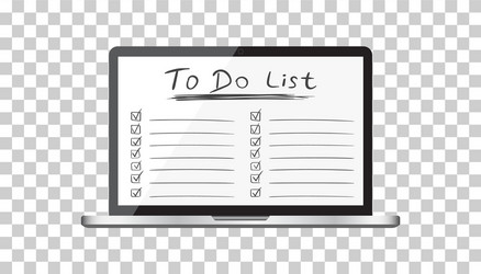 Businessman to do list checklist with laptop vector