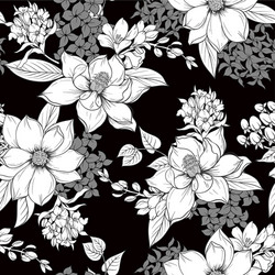 Monochrome Floral Seamless Pattern vector