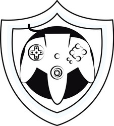 retro console gamepad shield emblem vector image