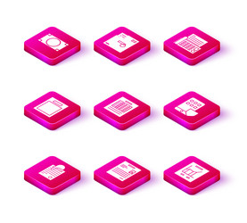 set file document and paper clip personal empty vector image