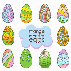 set strange monster eggs multi-colored Vector Image