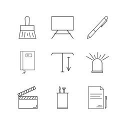 design elements linear icon set simple outline vector image
