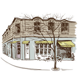 Street cafe in old town Royalty Free Vector Image