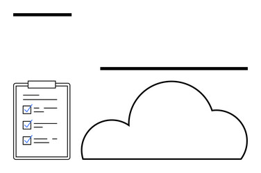cloud computing workflow with checklist and data vector image