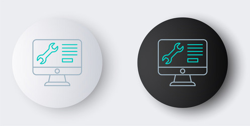 line computer monitor with wrench icon isolated vector image