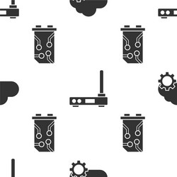 set cloud technology data transfer and storage vector image