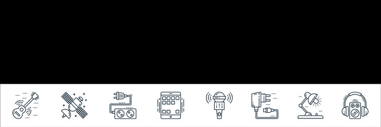 Technology devices line icons linear set quality vector