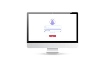 computer with authorization on screen login vector image