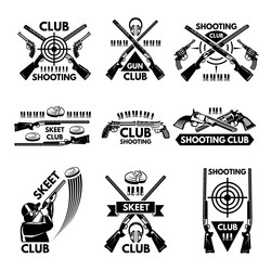 labels set for shooting club of weapons bullets vector