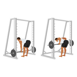 man doing bent over row with smith machine vector image