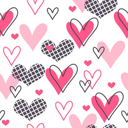 seamless pattern of hearts in various styles vector image