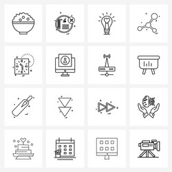 Set 16 modern line icons clock networking vector