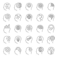 artificial intelligence icon set machine learning vector