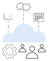 cloud computing with collaboration tools vector image
