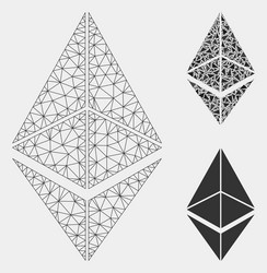ethereum mesh carcass model and triangle vector image