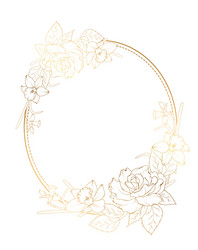 Floral Gold Frame with Roses Vector Image