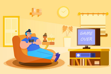 Man Relaxing with Video Game vector