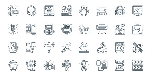 Technology devices line icons linear set quality vector