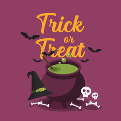 witch cauldron with bubbling green potion vector