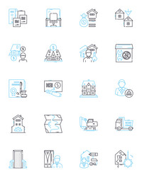 Development linear icons set innovation progress vector