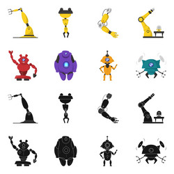 Isolated object of robot and factory icon set vector