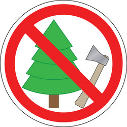 prohibited sign trees and using axe vector image