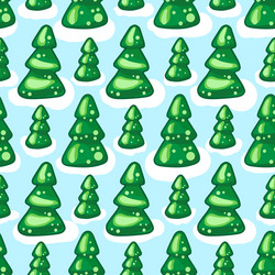 Seamless pattern of fir trees on snow vector