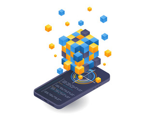 smartphone technology blockchain business vector image