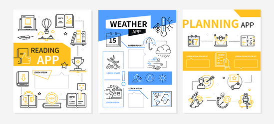 applications for life - set of line design style vector image