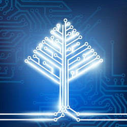 circuit board in the form of a tree vector image