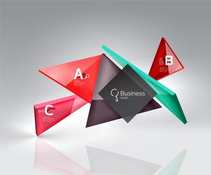 glossy glass translucent triangles on 3d empty vector image