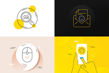Minimal set of smile pin and scroll down line vector