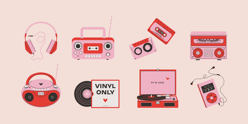 retro hipster musical equipment vintage analog vector