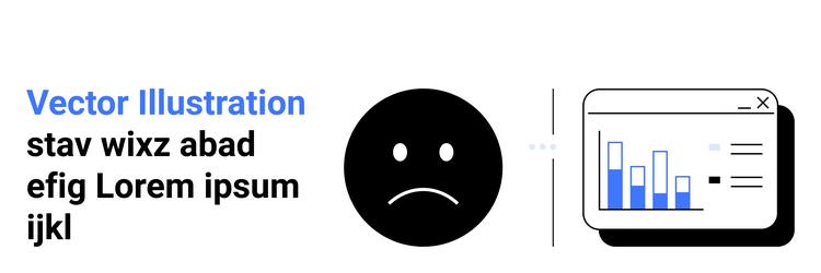 sad face icon with bar chart in browser window vector image