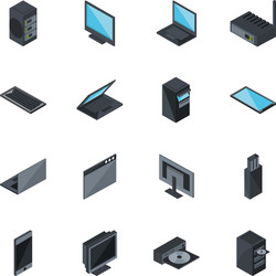 technology hardware device computer icons set vector