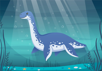 underwater dinosaur cartoon composition vector