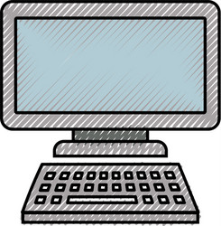 Computer monitor with keyboard technology gadget vector