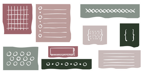 crayon style grid patterns and lined stripe vector image