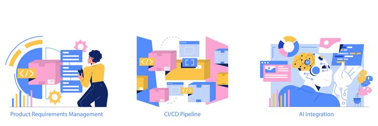 development process automation flat vector image