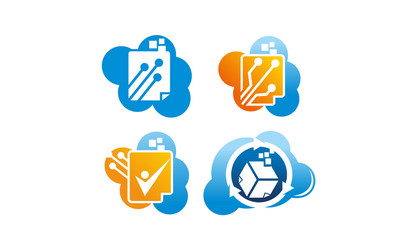 digital document cloud template set vector image