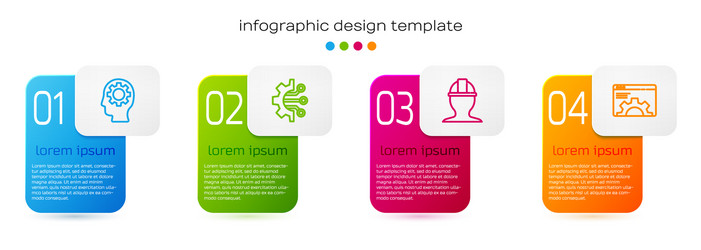 set line human head with gear inside algorithm vector image
