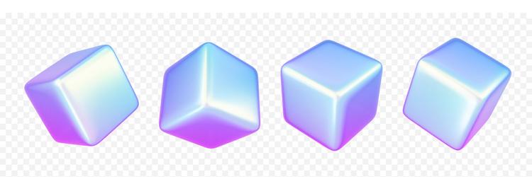 3d holographic cube shape abstract graphic vector image