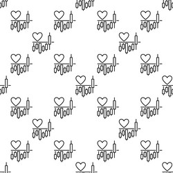 chart with heart shape thin line seamless pattern vector image