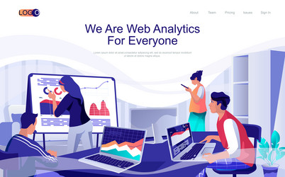 web analytics concept isometric landing page vector